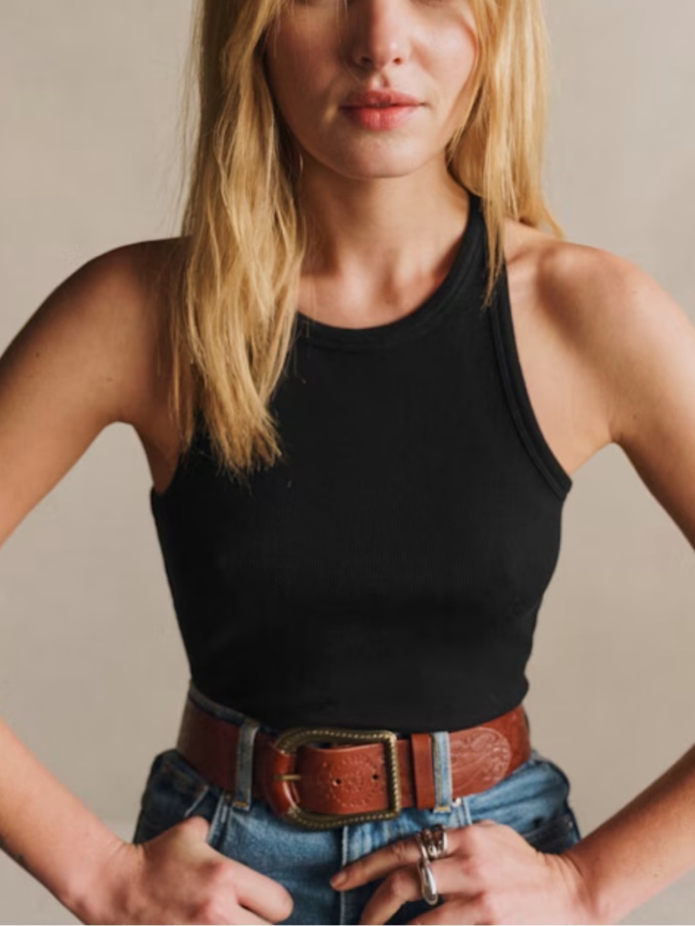 Like New Sezane Marcelo Tank Top Black size Large